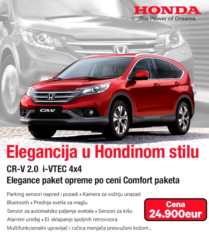 Elegancija u hondinom stilu, CR-V 2.0 i-VTC 4×4 Comfort 24.900€