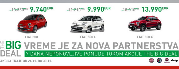 The BIG Deal – 7 dana neponovljive ponude za kupovinu Fiat, Alfa Romeo i Jeep vozila