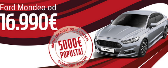 Ford Mondeo od 16.990, Kuga od 16.990 i Kuga TDCi od 18.990 evra